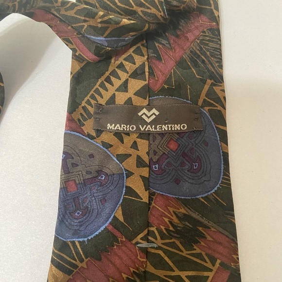 Mario Valentino vintage artsy geometric colorful men's tie EUC silk - Picture 4 of 4